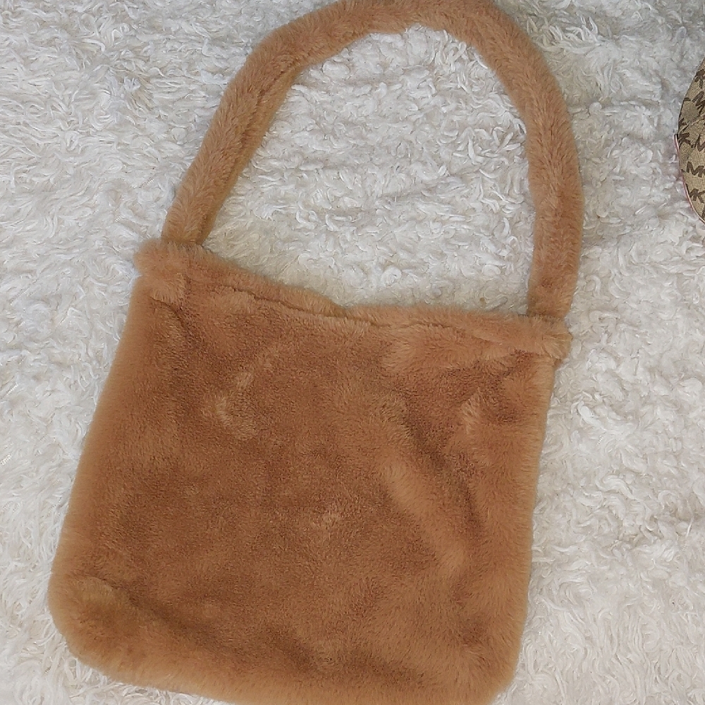 Cozy Tan Faux Fur Shoulder Bag